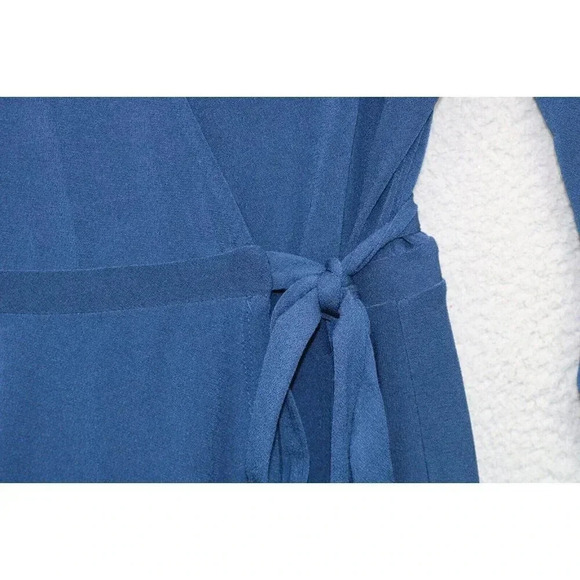 Modcloth Navy Blue Midi Wrap Dress-Size Small-Roll Tabbed 3/4 Sleeves - Picture 4 of 11